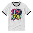 I Love The 70s Vintage Cassette Roller Vinyl Nostalgia 70s Premium Tri-Blend Unisex Cotton Ringer T-Shirt