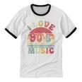 I Love 90's Music Retro Style Nostalgia Cassette 1990s Party Unisex Cotton Ringer T-Shirt