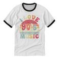 I Love 90's Music Retro Style Nostalgia Cassette 1990s Party Unisex Cotton Ringer T-Shirt