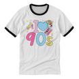 I Love 90's Retro Style Nostalgia Vibe 1990's Party Unisex Cotton Ringer T-Shirt