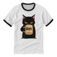 Nope Coffee Cat – Introvert Humor Monday Kitty Unisex Cotton Ringer T-Shirt