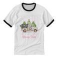 North Pole Tree Farm Merry Christmas Holiday Scene Nostalgia Unisex Cotton Ringer T-Shirt