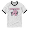Nostalgia 80s 90s Retro Style Graphics Rose Pink Flower Unisex Cotton Ringer T-Shirt