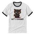 Not A Hugger Tee Angry Cat Sarcastic Cute Introvert Unisex Cotton Ringer T-Shirt