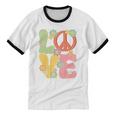 Peace Sign Love Groovy Vibes Costume Nostalgia 1980s Fashion Unisex Cotton Ringer T-Shirt