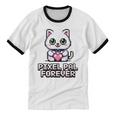 Pixel Art Pet Cat Y2K Retro Vintage Digital Nostalgia Tech Unisex Cotton Ringer T-Shirt