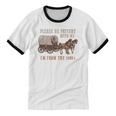 PLEASE BE PATIENT WITH ME I'M FROM THE 1900s Clever Premium Unisex Cotton Ringer T-Shirt