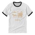 Please Be Patient I'm From The 1900s Retro Pixel Horse Wagon Premium Unisex Cotton Ringer T-Shirt