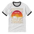 Please Be Patient I'm From The 1900s Sunset Vintage Wagon Premium Unisex Cotton Ringer T-Shirt