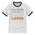 Puzzle Solving Now Minimal Socializing Introvert Vintage Unisex Cotton Ringer T-Shirt