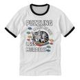 Puzzling Makes Me Feel Less Murdery Introvert Puzzle Cat Unisex Cotton Ringer T-Shirt