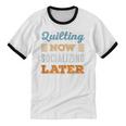 Quilting Now Minimal Socializing Introvert Vintage Unisex Cotton Ringer T-Shirt