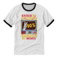 Raised By Television Corrupted By Memes Internet Nostalgia Unisex Cotton Ringer T-Shirt Raised By Television Corrupted By Memes Internet Nostalgia Unisex Cotton Ringer T-Shirt