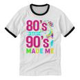 Retro 1980s 80's Baby 1990s 90's Made Me Nostalgia Vibes Premium Tri-Blend Unisex Cotton Ringer T-Shirt