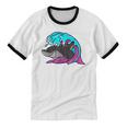 Retro 80s Shark Whale Diving Nostalgia Shark Party Unisex Cotton Ringer T-Shirt