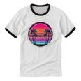 Retro 80s Synthwave Sunset & Palm Trees Retro Nostalgia 80s Unisex Cotton Ringer T-Shirt Retro 80s Synthwave Sunset & Palm Trees Retro Nostalgia 80s Unisex Cotton Ringer T-Shirt