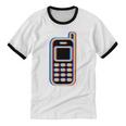 Retro Cell Vintage Mobile Phone 90s Nostalgia Vaporwave Fun Unisex Cotton Ringer T-Shirt