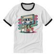 Retro Old Cassette Tape Cartoon With Walker Nostalgia Premium Tri-Blend Unisex Cotton Ringer T-Shirt