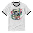 Retro Old Cassette Tape Cartoon With Walker Nostalgia Unisex Cotton Ringer T-Shirt