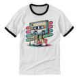 Retro Old Cassette Tape Cartoon With Walker Nostalgia Unisex Cotton Ringer T-Shirt Retro Old Cassette Tape Cartoon With Walker Nostalgia Unisex Cotton Ringer T-Shirt