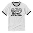 Retro Pager Squad Minimalist Monochrome Cartoon Nostalgia Unisex Cotton Ringer T-Shirt