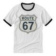 Retro Route 67 Highway Sign Vintage Road Nostalgia Premium Tri-Blend Unisex Cotton Ringer T-Shirt