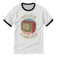 Retro TV Never Forget Nostalgia Vintage Unisex Cotton Ringer T-Shirt