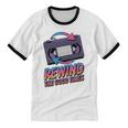Rewind Good Times Retro VHS Tape Nostalgia 80s 90s Premium Tri-Blend Unisex Cotton Ringer T-Shirt