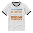 Running On Anime Social Introvert Humor Vintage Unisex Cotton Ringer T-Shirt