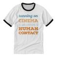 Running On Cinema Social Introvert Humor Vintage Unisex Cotton Ringer T-Shirt