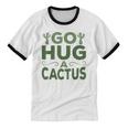 Sassy Saying Go Hug Cactus Introverts Sassy Quote No Hugs Unisex Cotton Ringer T-Shirt