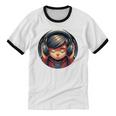 Serene Music Enthusiast With Headphones Introvert Cute Boy Unisex Cotton Ringer T-Shirt