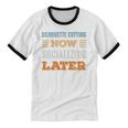 Silhouette Cutting Now Minimal Socializing Introvert Unisex Cotton Ringer T-Shirt