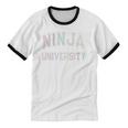 Silly Graduate NINJA UNIVERSITY Stay Away From Me Introvert Unisex Cotton Ringer T-Shirt
