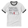 Social Battery 1 Percent Introvert Mood Minimalist Unisex Cotton Ringer T-Shirt Social Battery 1 Percent Introvert Mood Minimalist Unisex Cotton Ringer T-Shirt