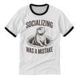 Socializing Was a Mistake Prairie Dog Introverts Humor Unisex Cotton Ringer T-Shirt