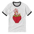Strawberry Shortcake Sitting On Strawberry Retro Nostalgia Unisex Cotton Ringer T-Shirt