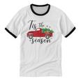 Tis The Season Holiday Nostalgia Red Truck Unisex Cotton Ringer T-Shirt Tis The Season Holiday Nostalgia Red Truck Unisex Cotton Ringer T-Shirt
