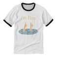Two Thumbs Up I'm Fine Sarcastic Meme Introvert Humor Unisex Cotton Ringer T-Shirt