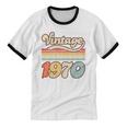 Vintage 1970 Birthday Retro Style 70's Born Nostalgia Outfit Premium Tri-Blend Unisex Cotton Ringer T-Shirt