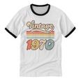 Vintage 1970 Birthday Retro Style 70's Born Nostalgia Outfit Unisex Cotton Ringer T-Shirt