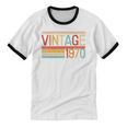 Vintage 1970 Birthday Retro Style 70's Born Nostalgia Party Premium Tri-Blend Unisex Cotton Ringer T-Shirt