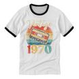 Vintage 1970 Retro Cassette Tape 70s Born Nostalgia Birthday Unisex Cotton Ringer T-Shirt