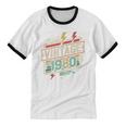 Vintage 1980 Retro Badge Decade Nostalgia Graphic Emblem Unisex Cotton Ringer T-Shirt