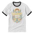 Vintage 1981 Retro Badge Nostalgia Eighties Compass Skull Premium Tri-Blend Unisex Cotton Ringer T-Shirt