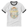Vintage 1981 Retro Badge Nostalgia Eighties Compass Skull Unisex Cotton Ringer T-Shirt