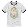 Vintage 1981 Retro Badge Nostalgia Eighties Compass Skull Unisex Cotton Ringer T-Shirt