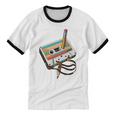 Vintage Cassette Tape And Pencil Nostalgia Party 70s 80s 90s Premium Unisex Cotton Ringer T-Shirt
