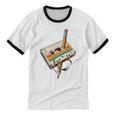 Vintage Pencil Rewind Cassette Tape Nostalgia Party 80s 90s Unisex Cotton Ringer T-Shirt