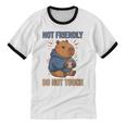 Women's Grouchy Capybara Not Friendly Do Not Touch Introvert Unisex Cotton Ringer T-Shirt